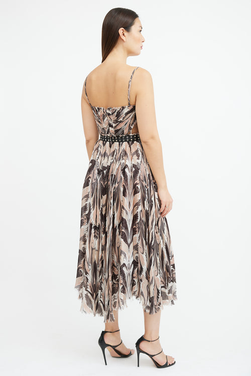 Alexander McQueen Pre-Fall 2017 Pink & Black Print Belted Dress