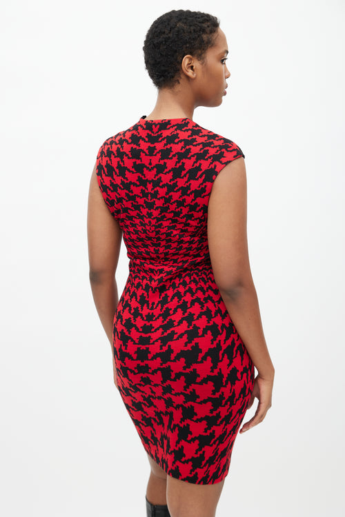 Alexander McQueen Red & Black Houndstooth Dress