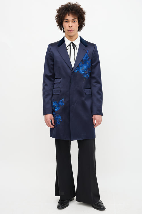 Alexander McQueen Satin Floral Embroidered Blazer