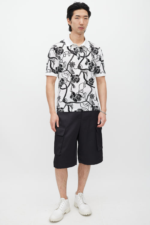 Alexander McQueen White & Black Rope Print Polo