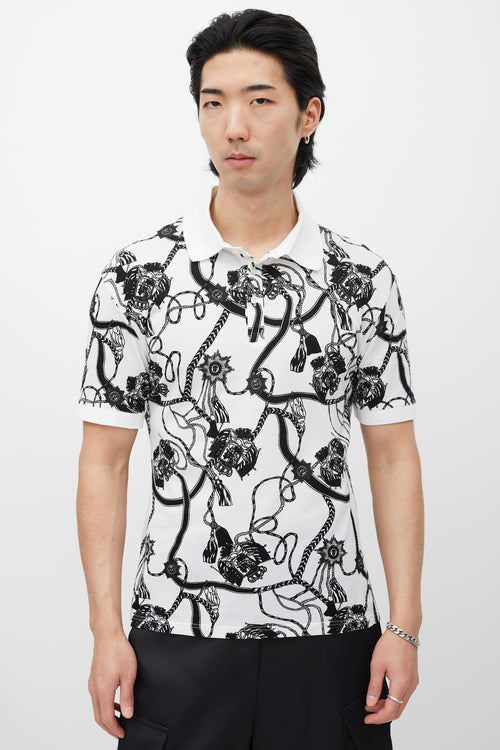Alexander McQueen White & Black Rope Print Polo