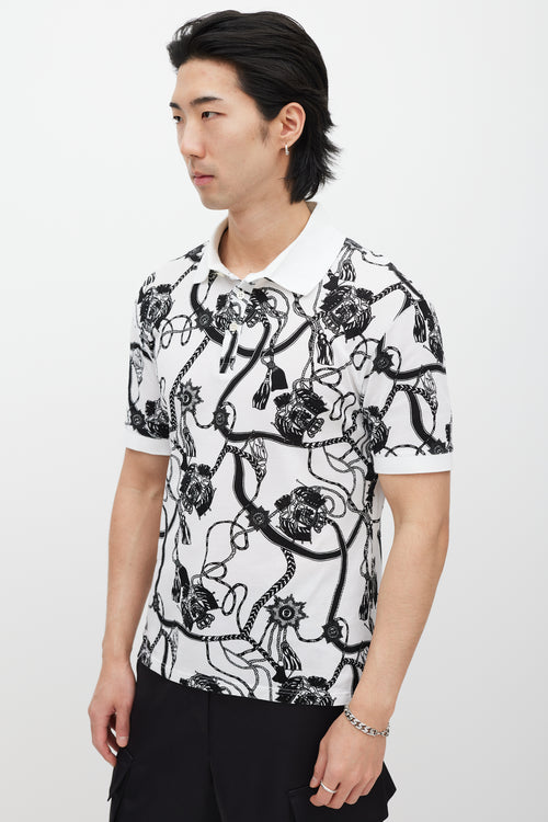 Alexander McQueen White & Black Rope Print Polo
