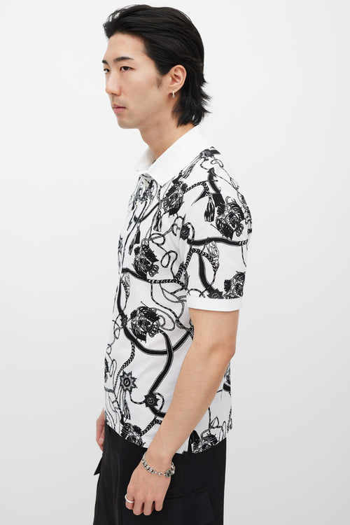 Alexander McQueen White & Black Rope Print Polo