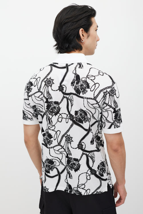 Alexander McQueen White & Black Rope Print Polo