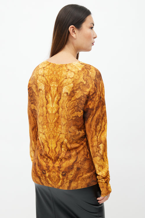 Alexander McQueen Yellow & Brown Print V-Neck Sweater