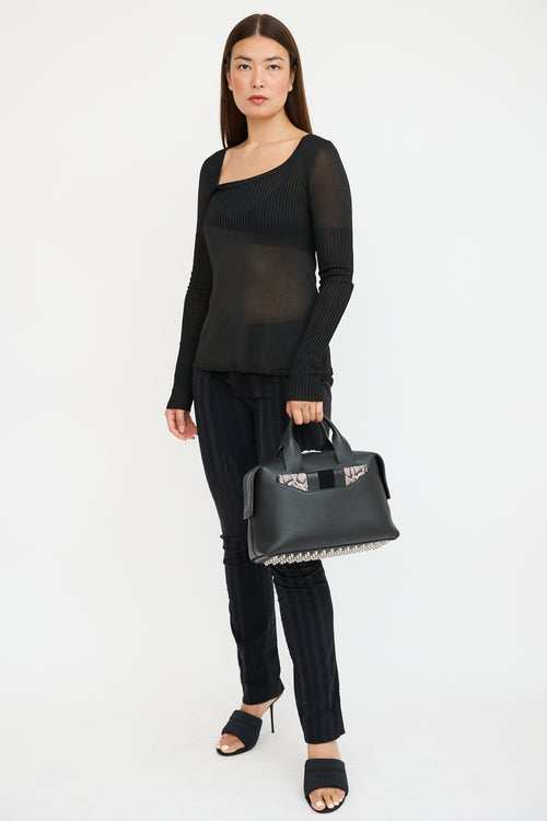 Alexander Wang Black & Beige Leather Rogue Bag