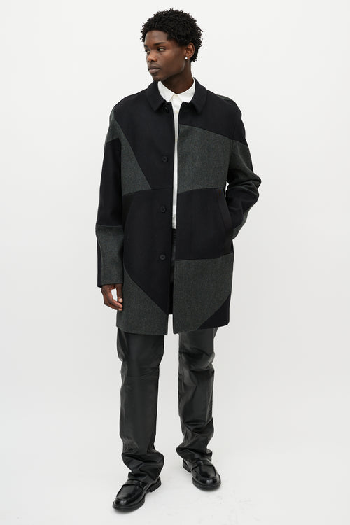 Alexander Wang Black & Grey Wool Patchwork Coat