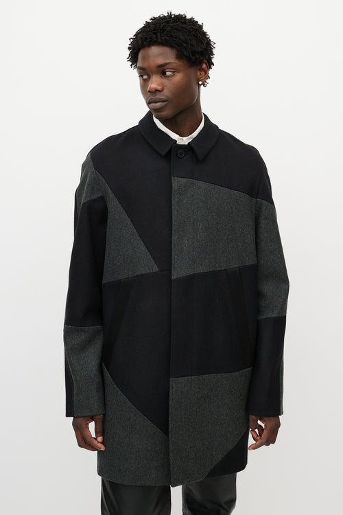 Alexander Wang Black & Grey Wool Patchwork Coat