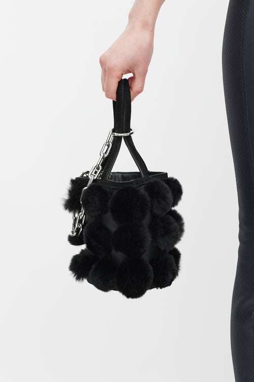 Alexander Wang Black Leather & Fur Roxy Bucket Bag