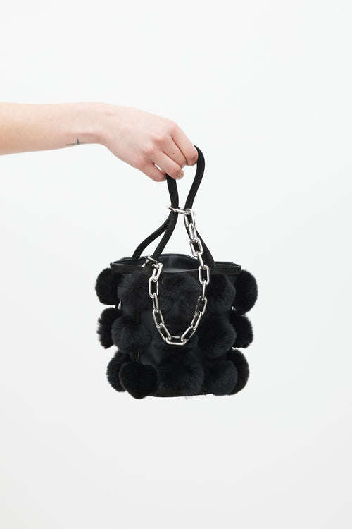 Alexander Wang Black Leather & Fur Roxy Bucket Bag