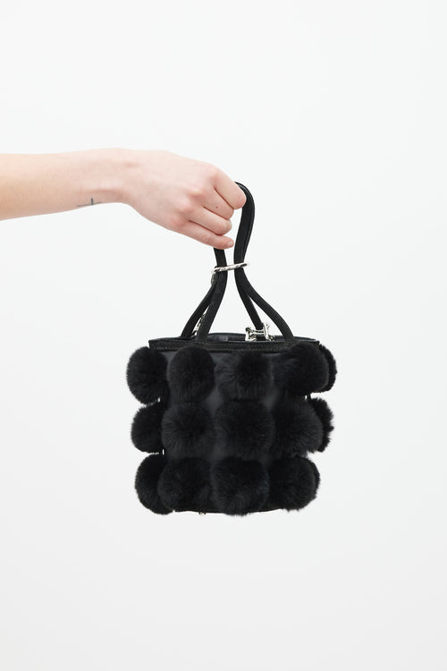 Alexander Wang Black Leather & Fur Roxy Bucket Bag