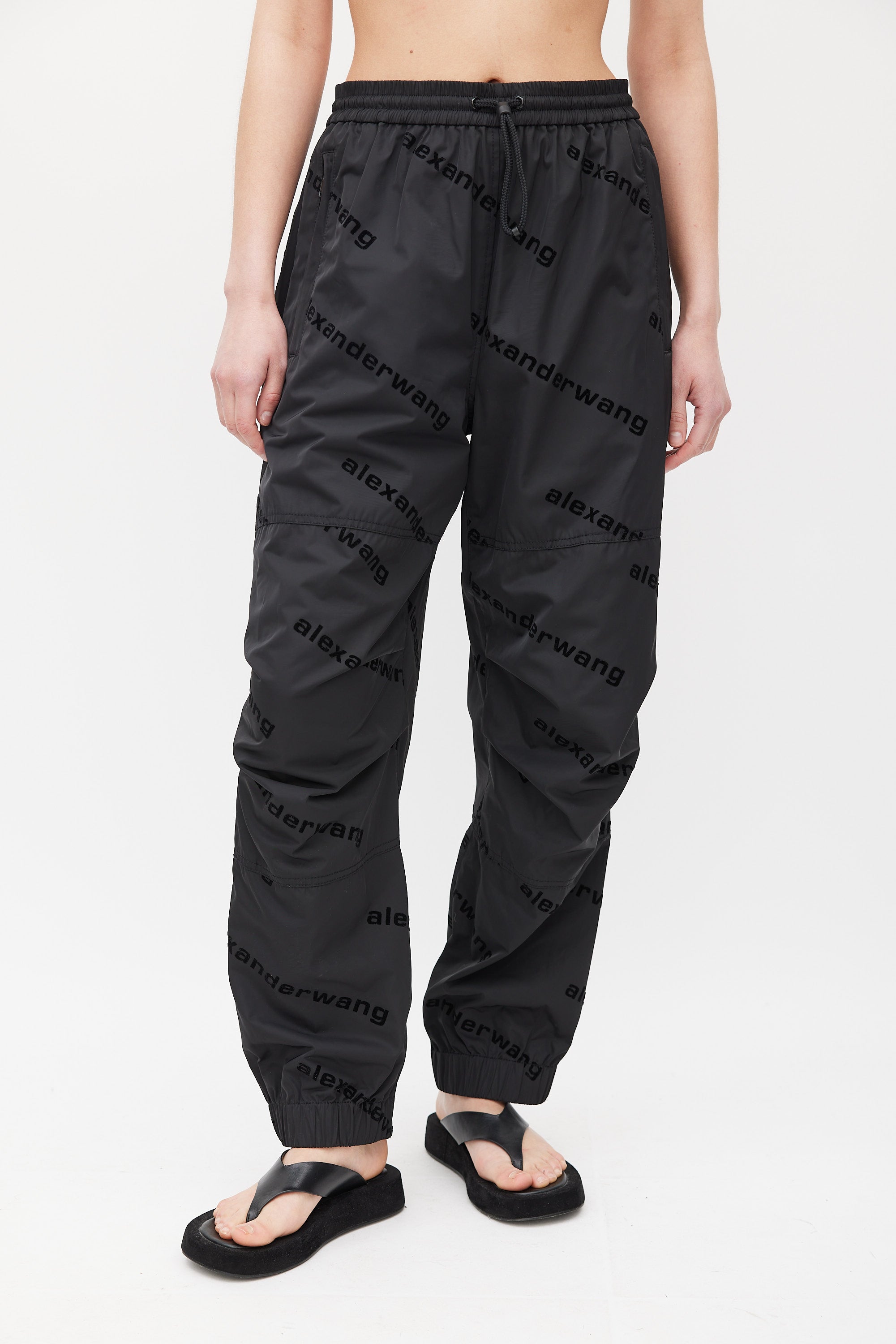 Alexander Wang Black Logo Shell Track Pants