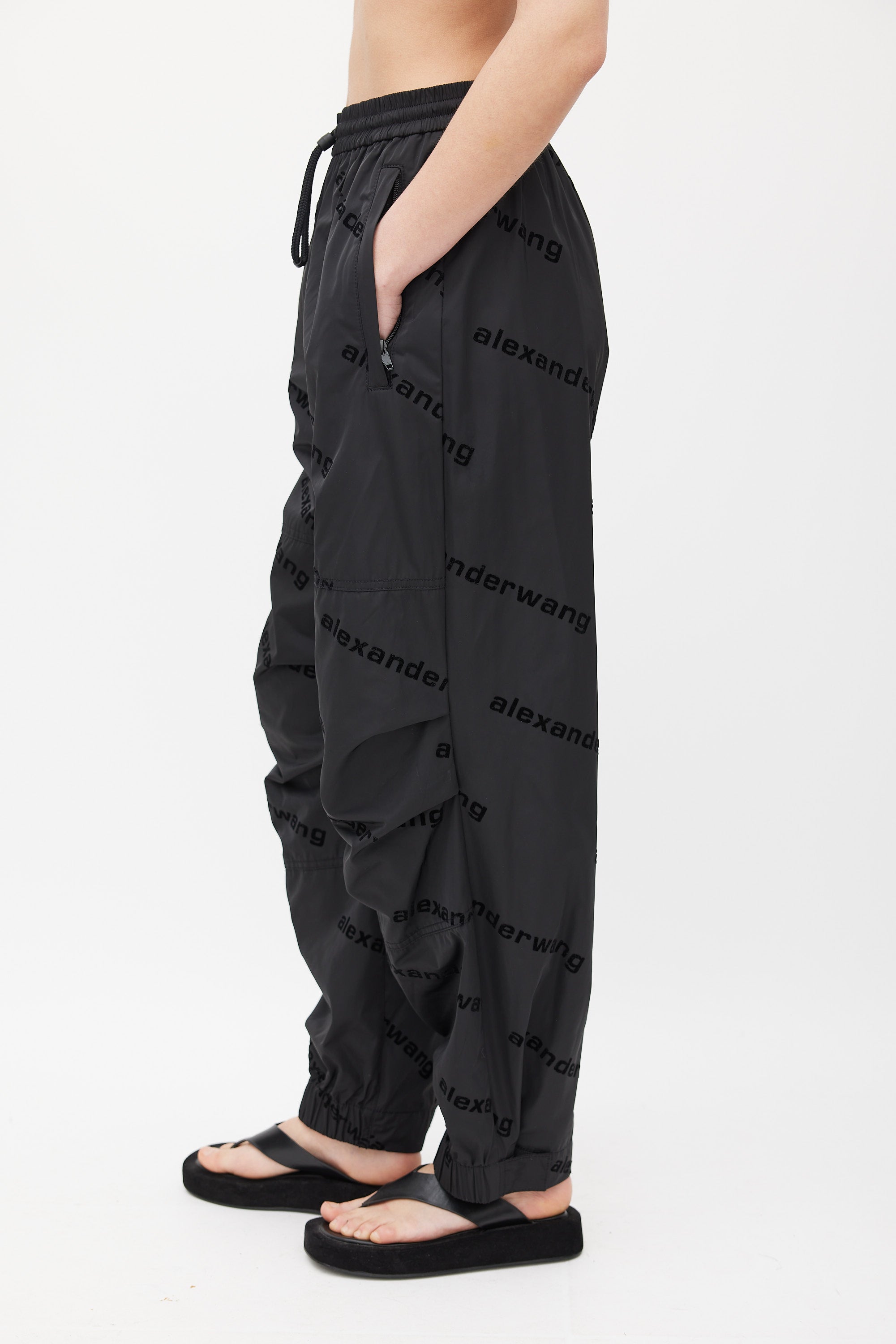 Alexander Wang Black Logo Shell Track Pants