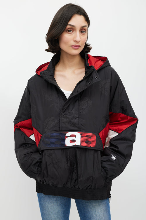 Alexander Wang Black & Red Hooded Pullover Jacket