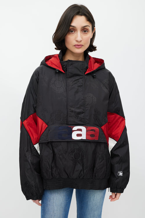 Alexander Wang Black & Red Hooded Pullover Jacket