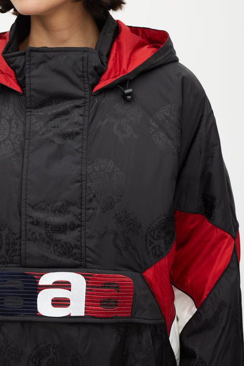 Alexander Wang Black & Red Hooded Pullover Jacket
