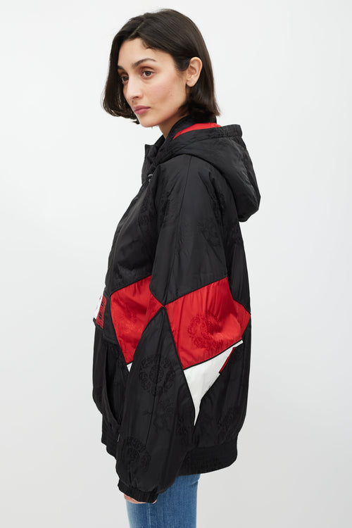 Alexander Wang Black & Red Hooded Pullover Jacket