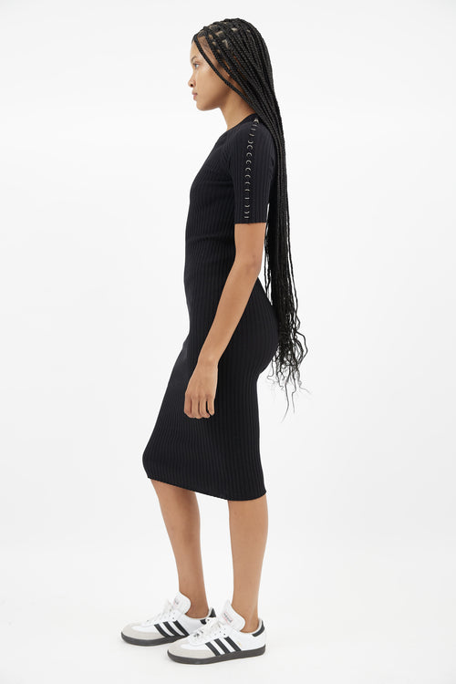 Alexander Wang Black & Silver Ring Ribbed  Dress