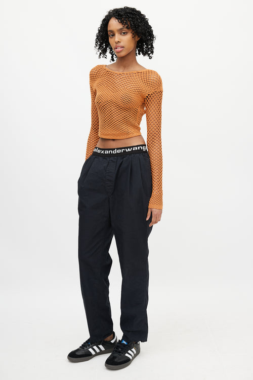Alexander Wang Black & White Straight Leg Logo Trouser