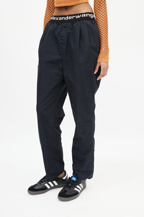 Alexander Wang Black & White Straight Leg Logo Trouser