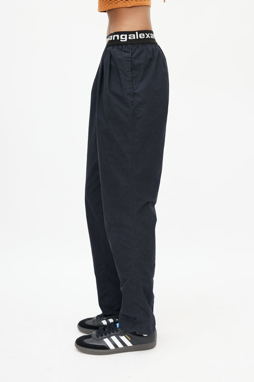Alexander Wang Black & White Straight Leg Logo Trouser