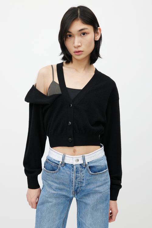 Alexander Wang Black Wool & Beige Mesh Cardigan