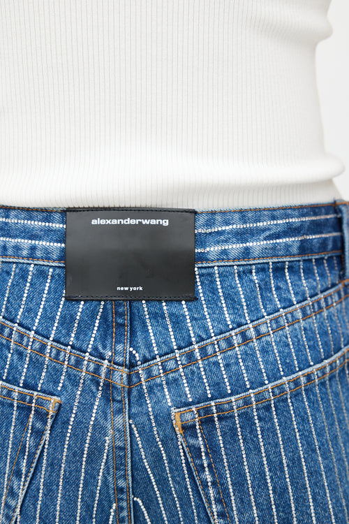 Alexander Wang Blue Crystal Denim Short