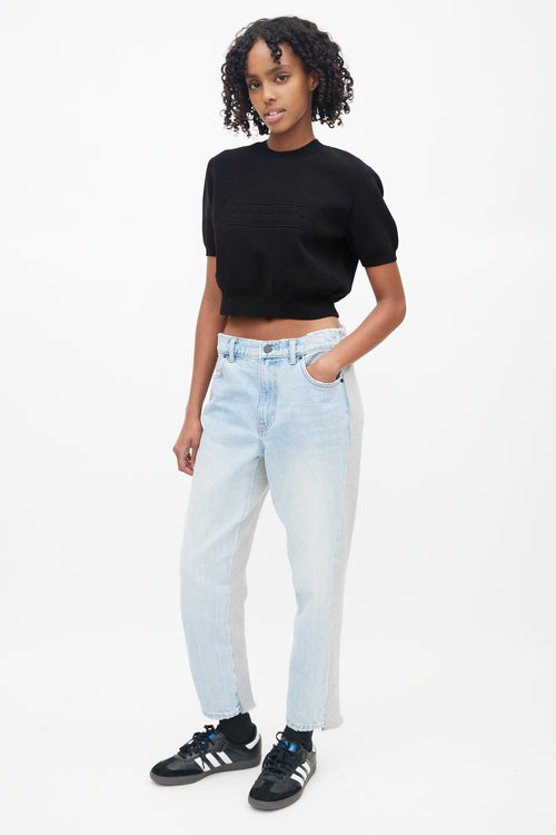 Alexander Wang Blue & Grey Sweatpant Ride Clash Jeans