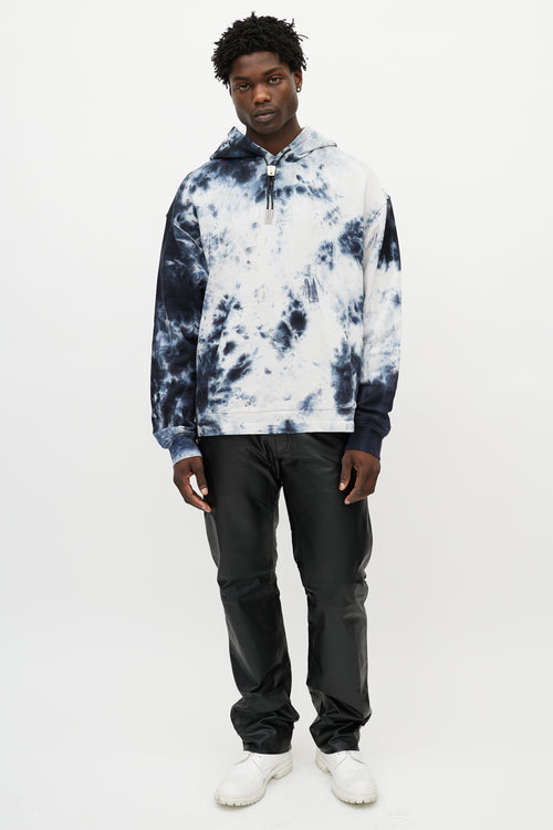 Alexander Wang Blue & White Tie Dye Classic Black Hoodie