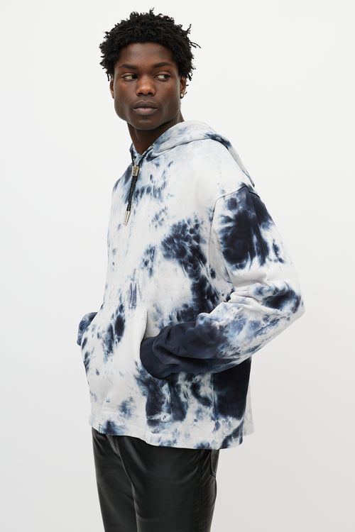 Alexander Wang Blue & White Tie Dye Classic Black Hoodie