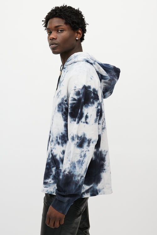 Alexander Wang Blue & White Tie Dye Classic Black Hoodie