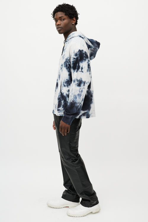 Alexander Wang Blue & White Tie Dye Classic Black Hoodie