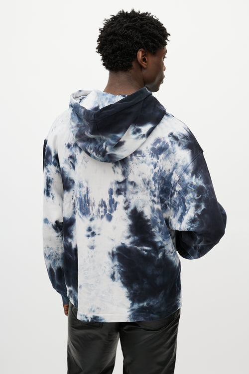 Alexander Wang Blue & White Tie Dye Classic Black Hoodie