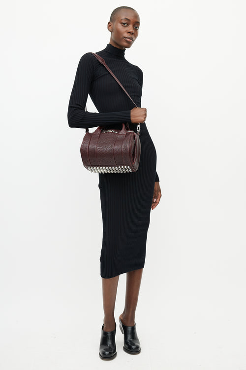 Alexander Wang Burgundy & Silver Rocco Textured Leather Bag