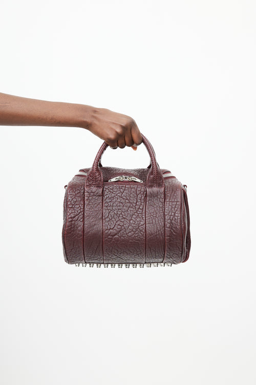 Alexander Wang Burgundy & Silver Rocco Textured Leather Bag