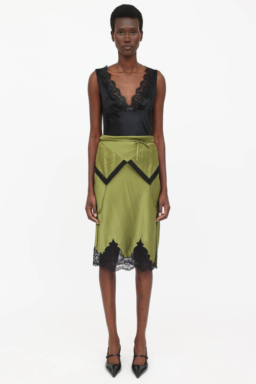 Alexander Wang Silk Fold Over Slip Skirt