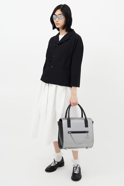 Alexander Wang Silver & Black Leather Chastity Crossbody Bag