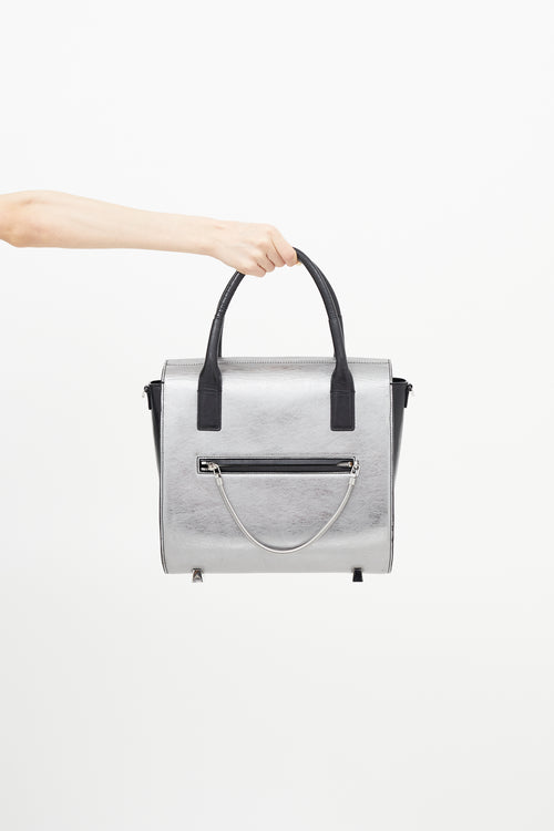 Alexander Wang Silver & Black Leather Chastity Crossbody Bag