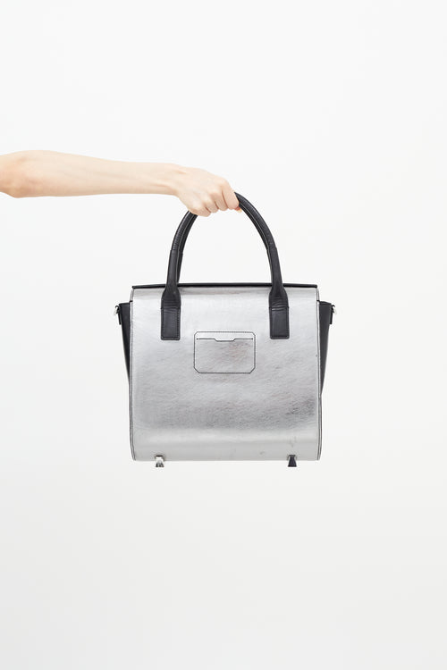 Alexander Wang Silver & Black Leather Chastity Crossbody Bag