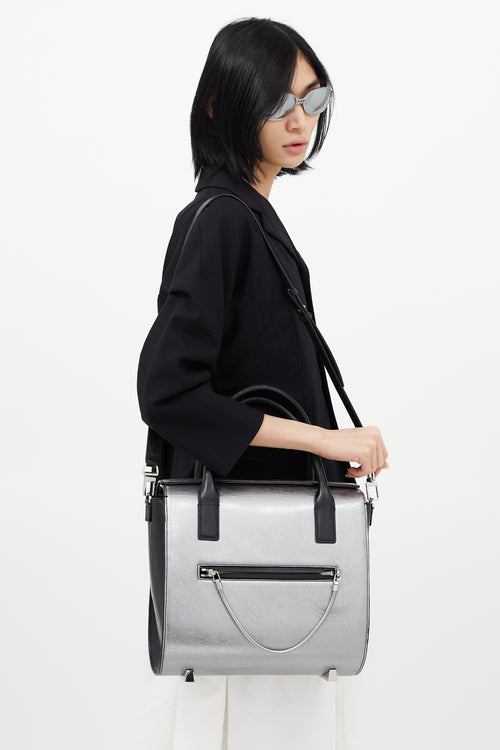 Alexander Wang Silver & Black Leather Chastity Crossbody Bag