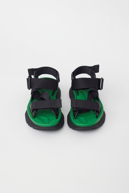 Alexander McQueen Black & Green Tread Platform Sandal