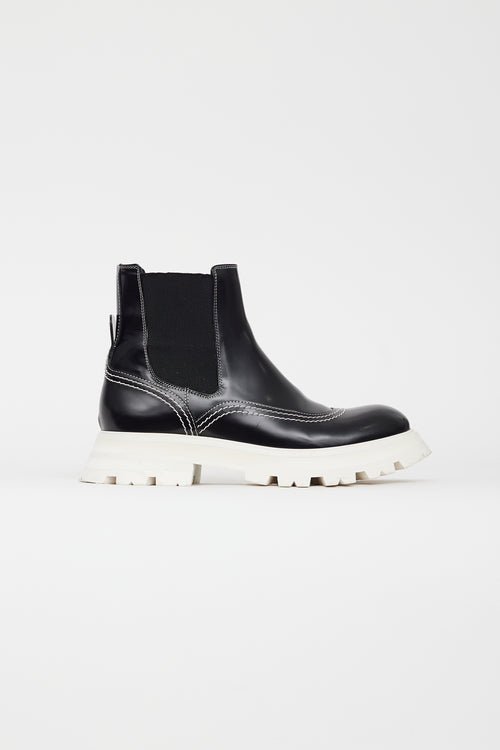 Alexander McQueen Black & White Leather Chelsea Boot