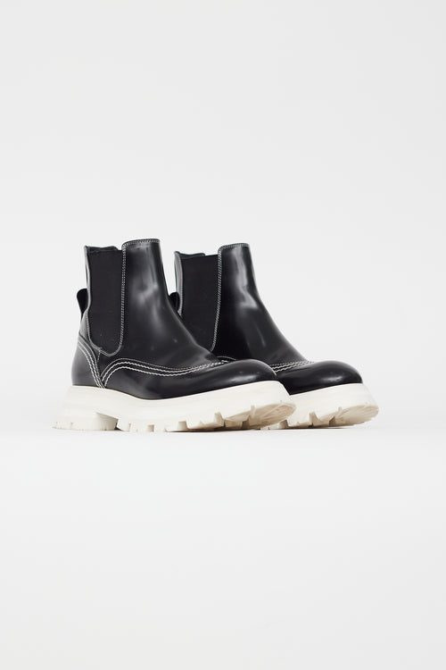 Alexander McQueen Black & White Leather Chelsea Boot