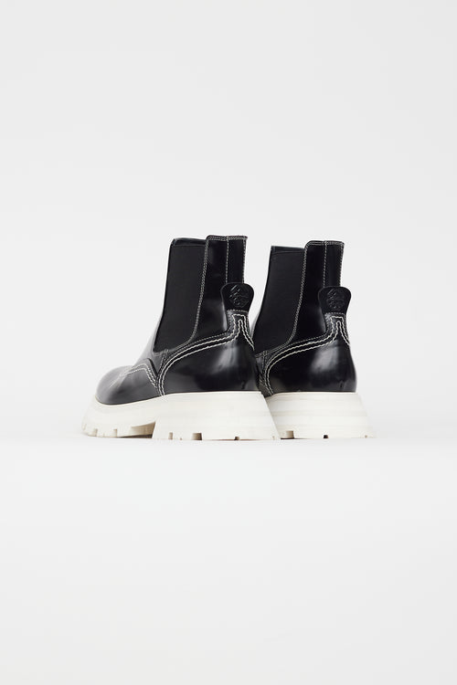 Alexander McQueen Black & White Leather Chelsea Boot