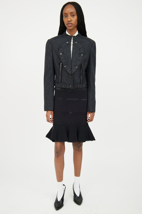 Alexander McQueen Dark Grey Wool Distressed Jacket