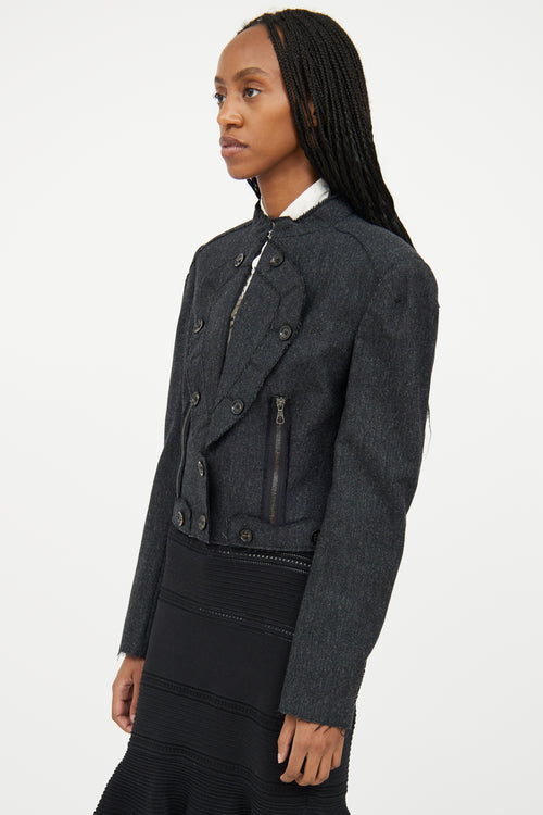 Alexander McQueen Dark Grey Wool Distressed Jacket