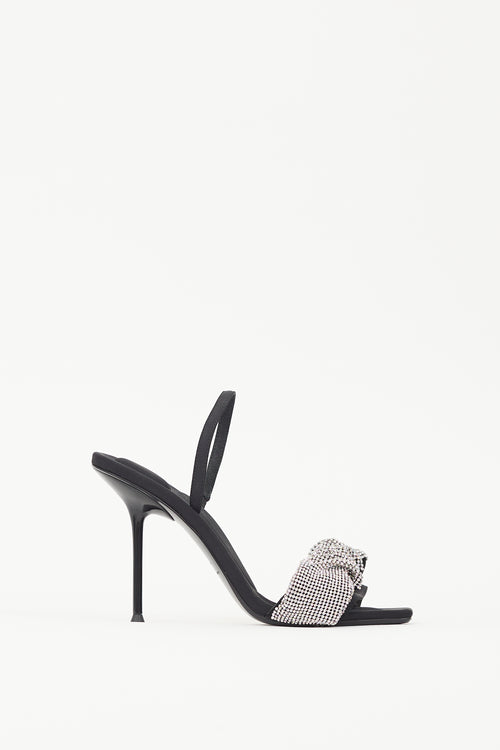 Alexander Wang Black & Silver Julie Crystal Sandal