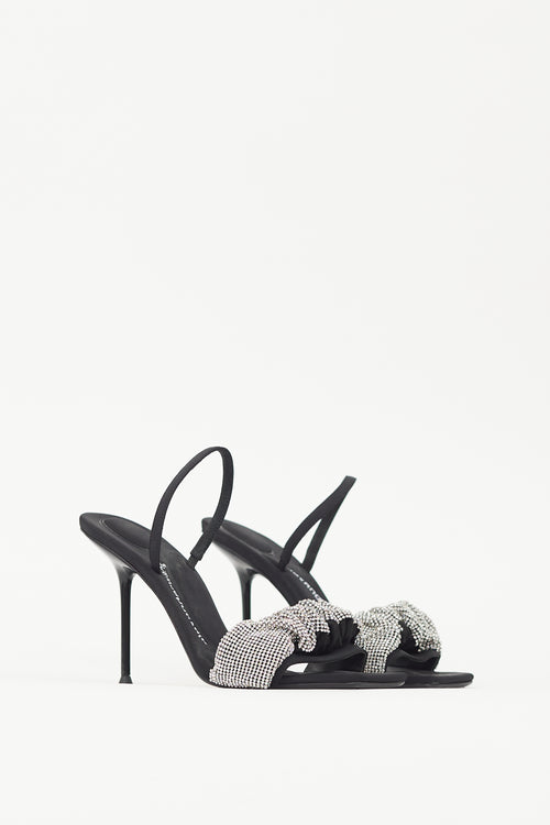 Alexander Wang Black & Silver Julie Crystal Sandal