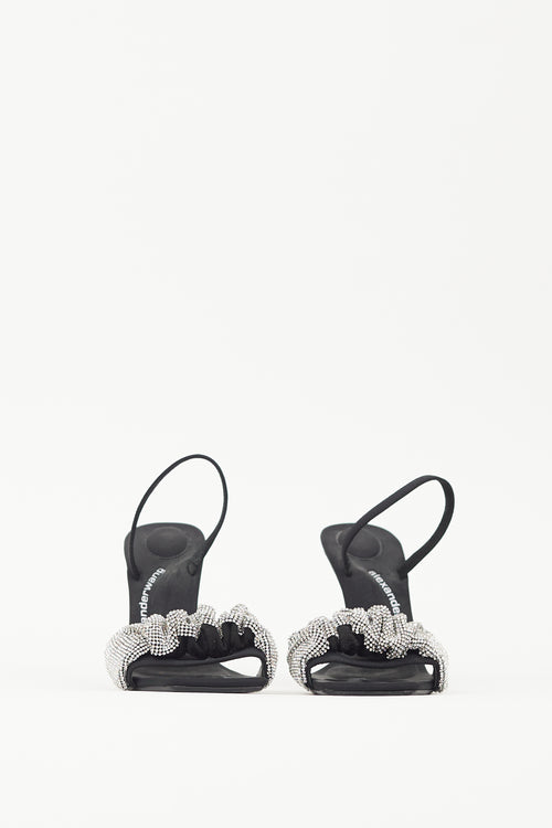 Alexander Wang Black & Silver Julie Crystal Sandal