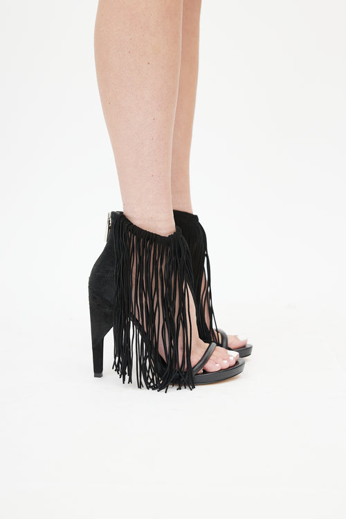Alexander Wang Black Suede Fringe D'Orsay Heel